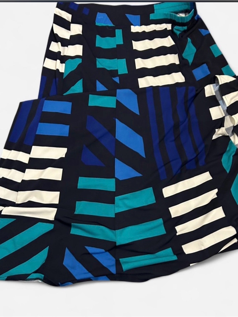 Susan Graver Black, Teal & Blue Graphic Circle Skirt